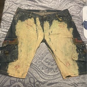 Robin’s Jeans Mens Jean Shorts Predator bleached/acid washed denim Size 44